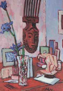 "Iris in Clutter" Modernist Still Life