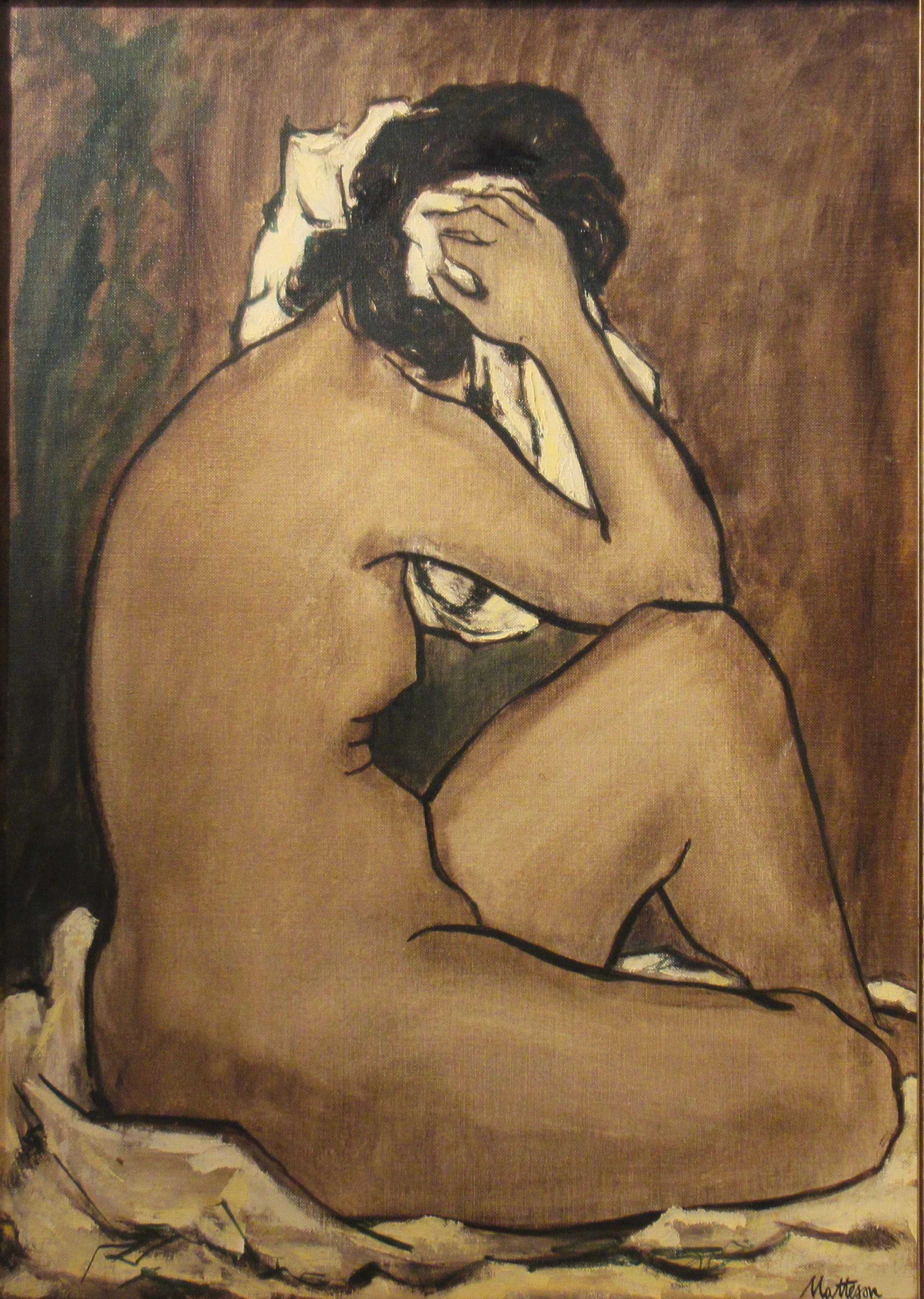 Nude Drying Her Hair - Painting by Rip Matteson