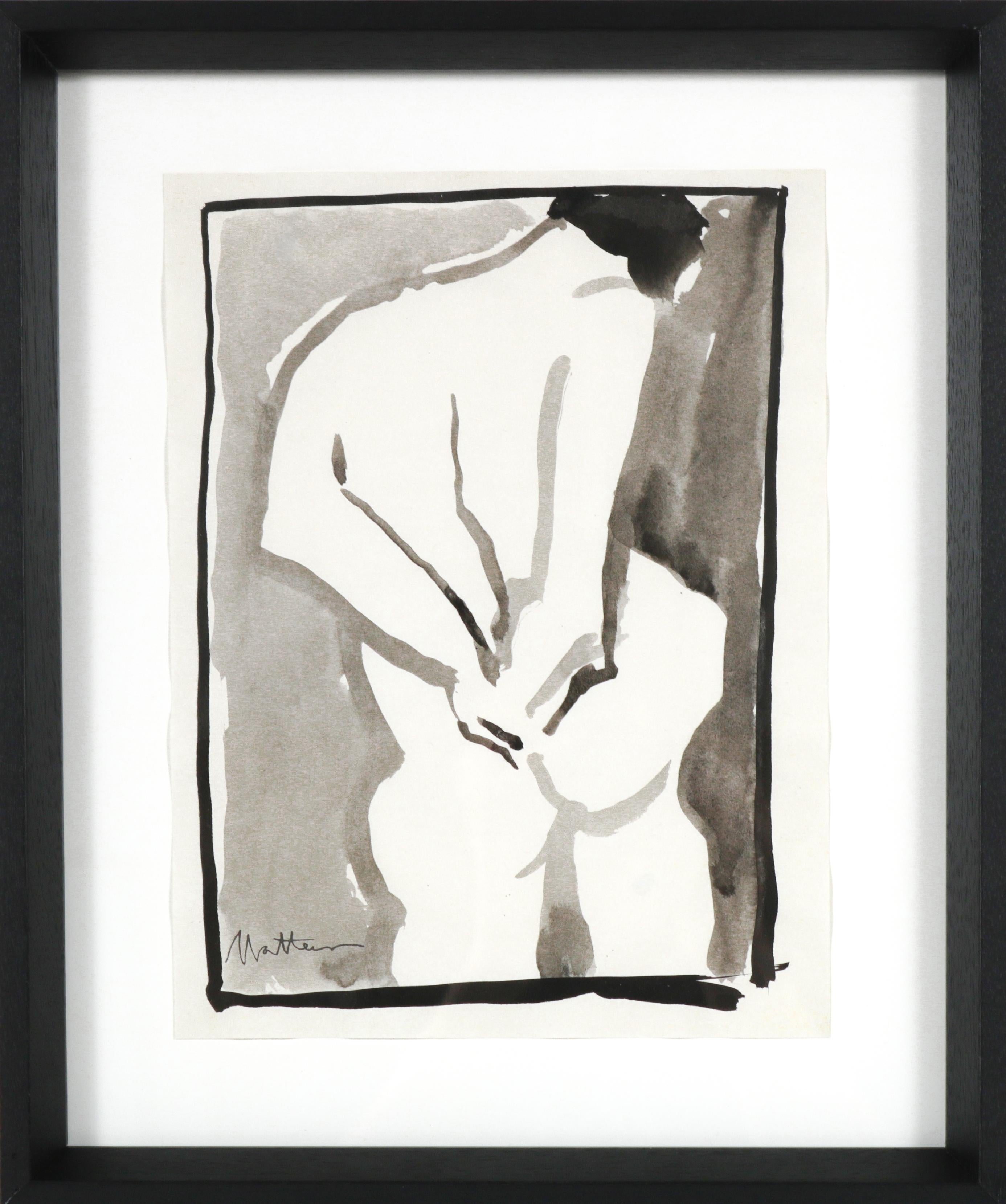 Rip Matteson Figurative Painting - Nude Figure Study 1995 Ink Wash