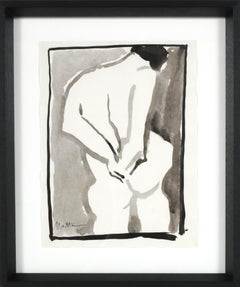 Retro Nude Figure Study 1995 Ink Wash