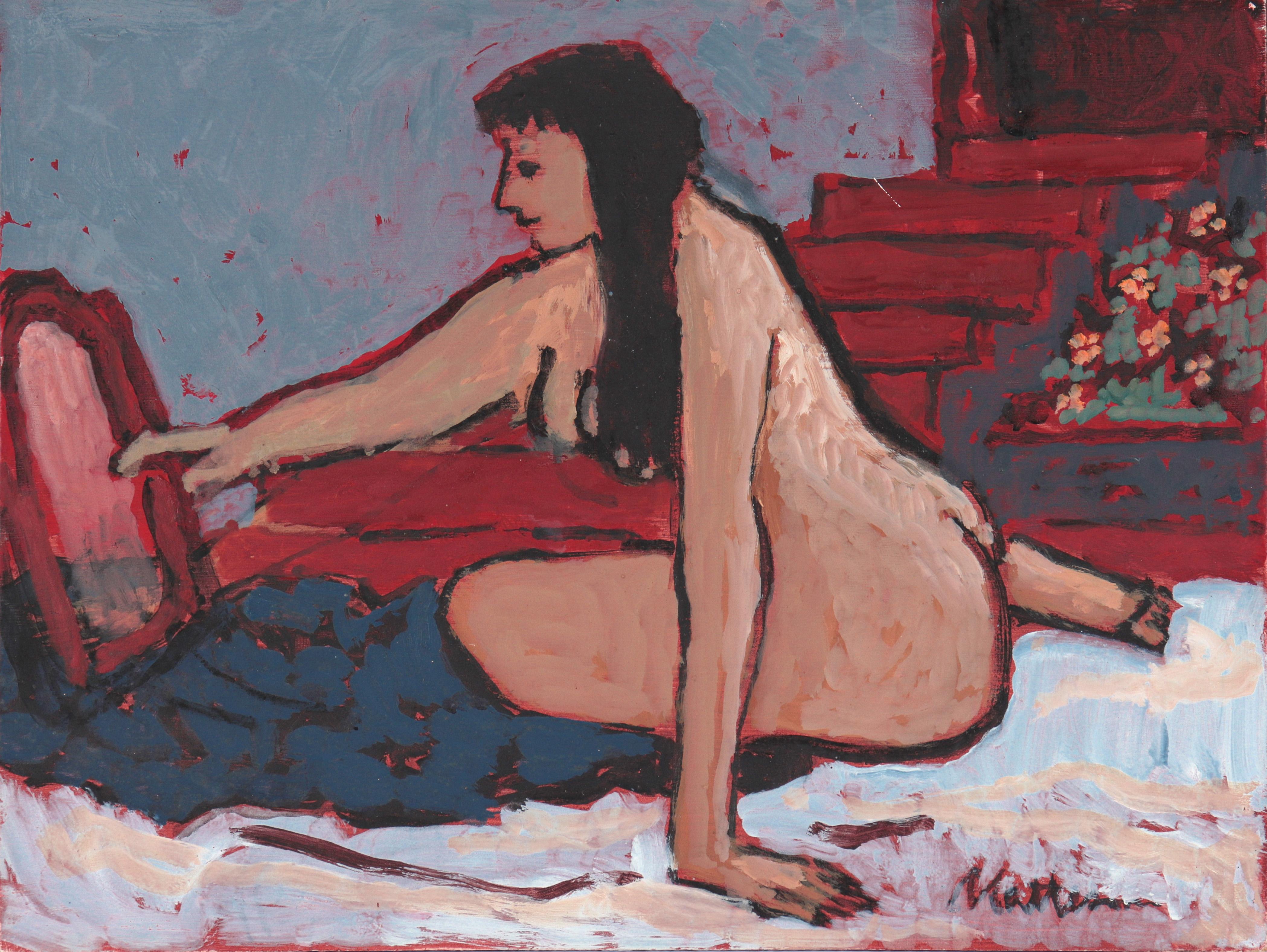 Rip Matteson Nude Painting - Serene Seated Nude Late 20th Century Oil