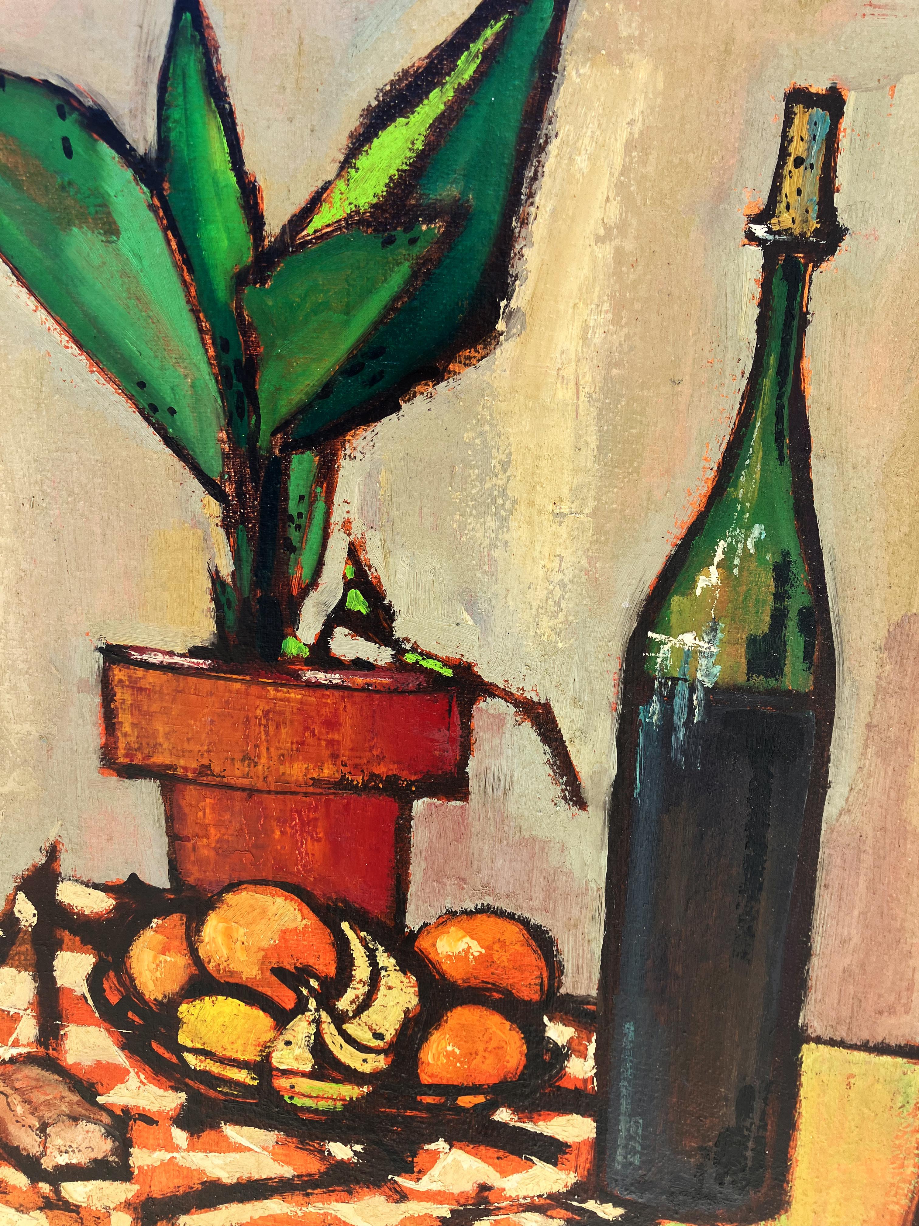 Nature morte avec bouteille de vin - Abstrait Painting par Rip Matteson