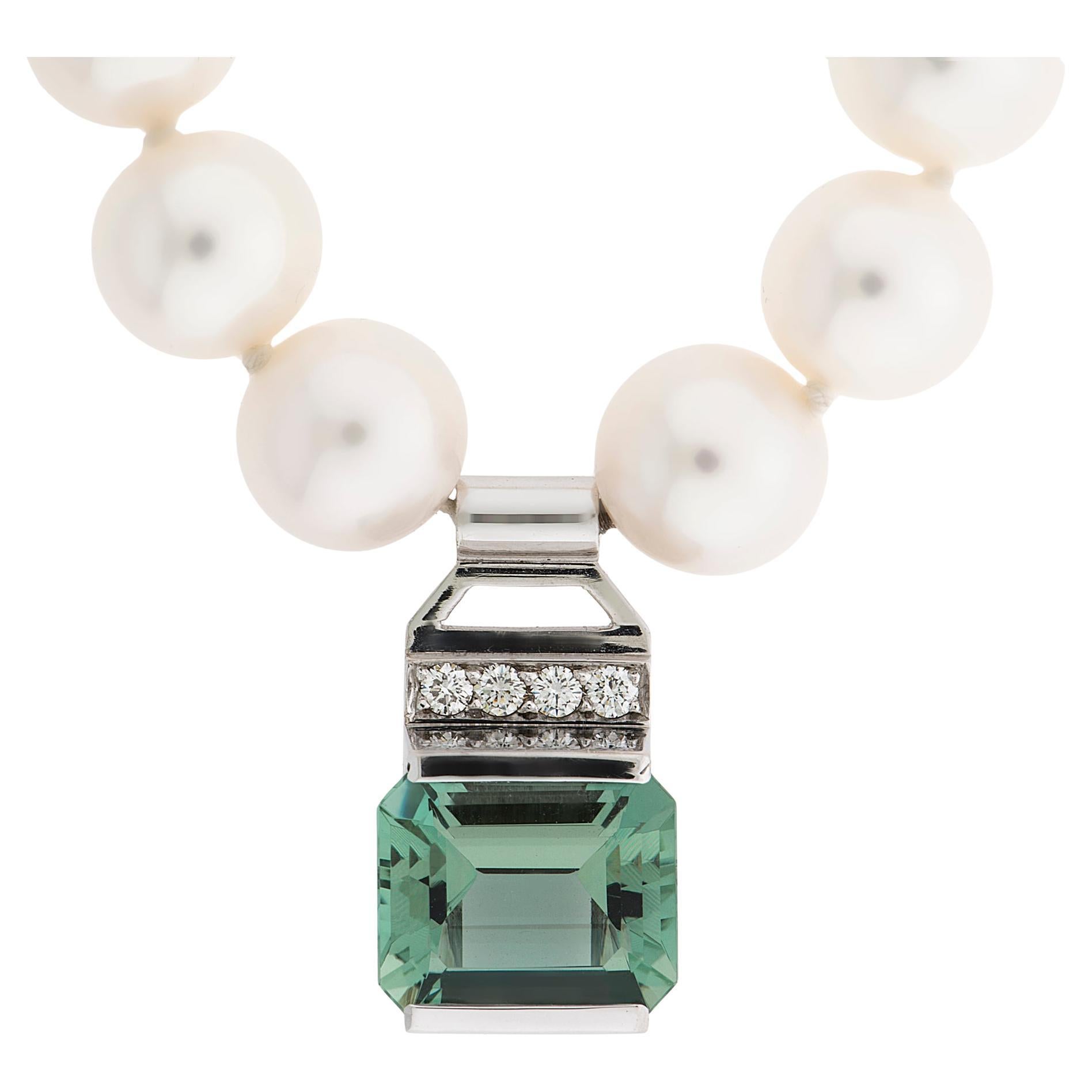 “Ripieno” Necklace with 18k White Gold, Brilliants, Tourmaline
pearls