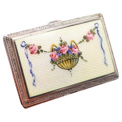RIPLEY & GOWAN Caja de esmalte guilloché Art Déco de 1920 en plata de ley 925