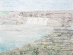 Dam (Percy Priest)- Green, Blue, Painting, Watercolor, Paper, Landscape, Water