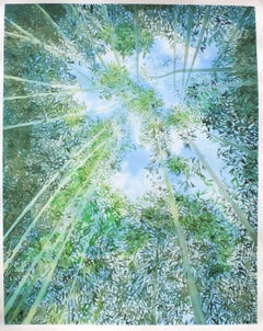 Untitled- Nature, Landscape, Skyscape, Trees, Green, Blue, Painting, Watercolor