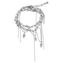 Ripped Chains Bracelet in Rhodium Plated Silver & Glass Crystals by O Sh
