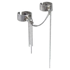 Ripped Chains Double Ring in Rhodium Plated 925 Sterling Silver by O Sh
