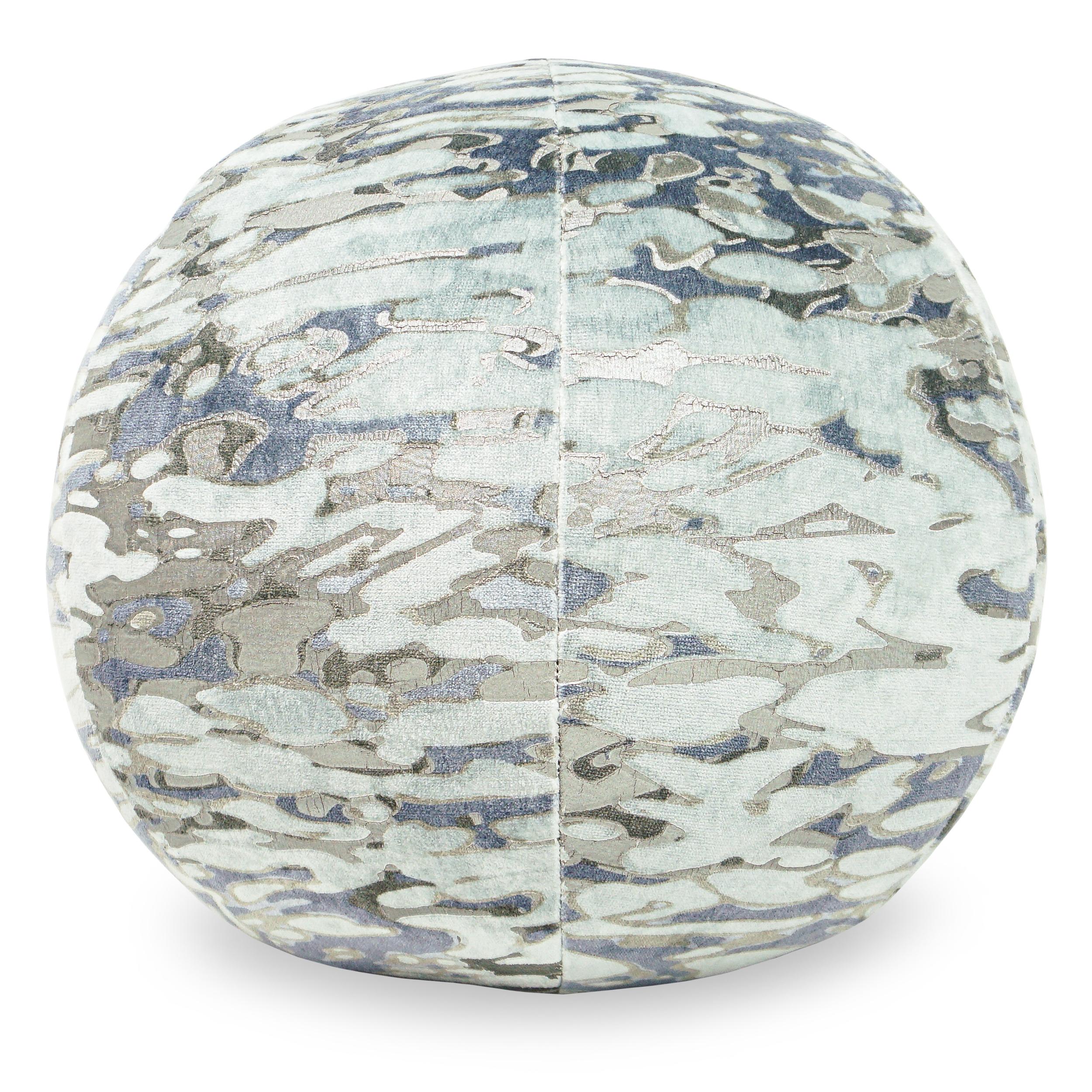 Contemporary Ball Pillow with Tonal Blue Cut Velvet For Sale