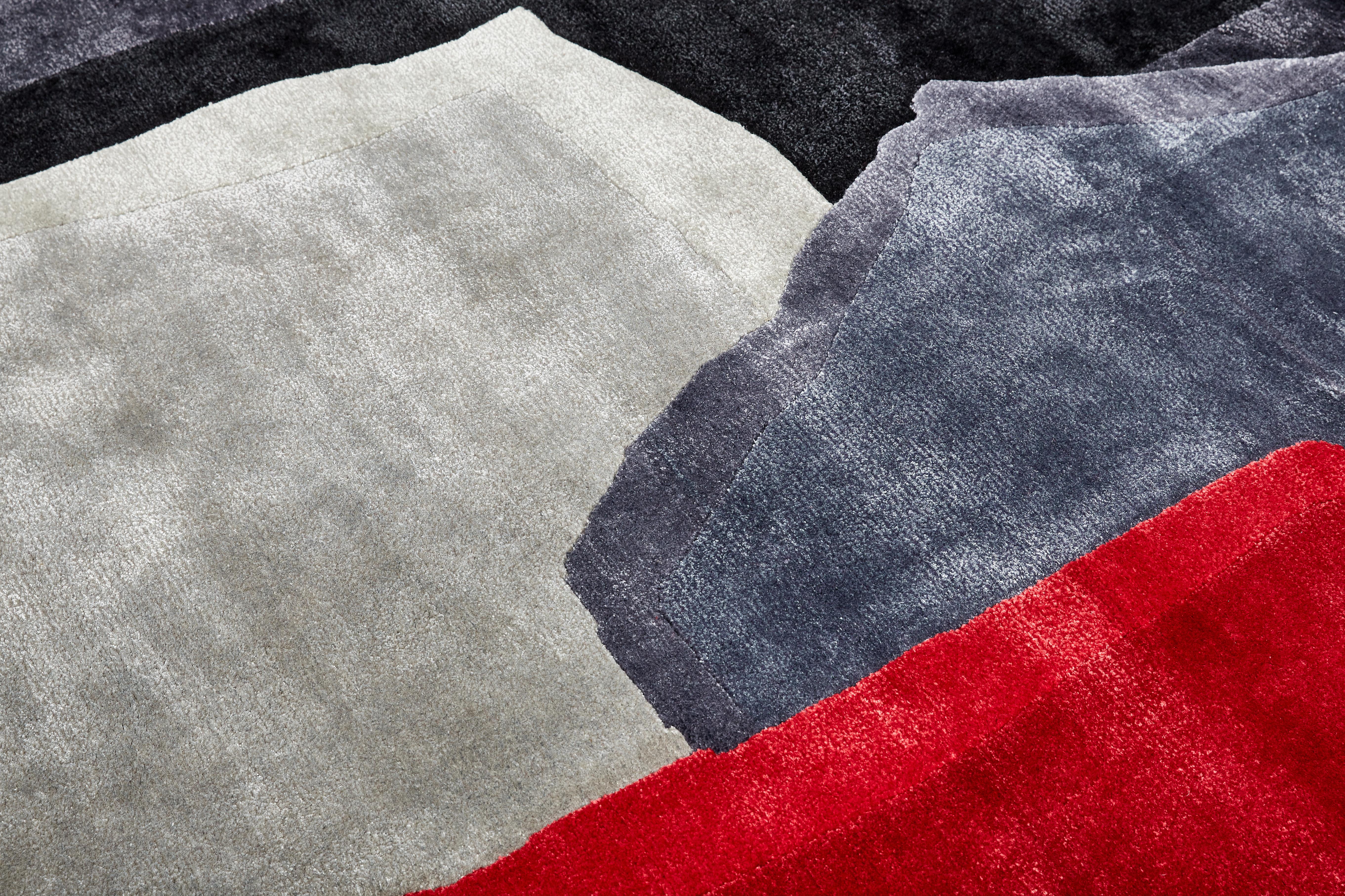 Noué à la main Joost Van Bleiswijk - 2 pièces en laine et viscose, couleur thé rouillée, nouées à la main, 60 pièces en vente