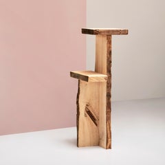 Contemporary Sculpted Contrast Ripped Wood Double Podium by Willem Van Hooff