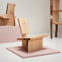 Contemporary Hand-Sculpted Ripped Natural Wood Lounge Chair by Willem Van Hooff