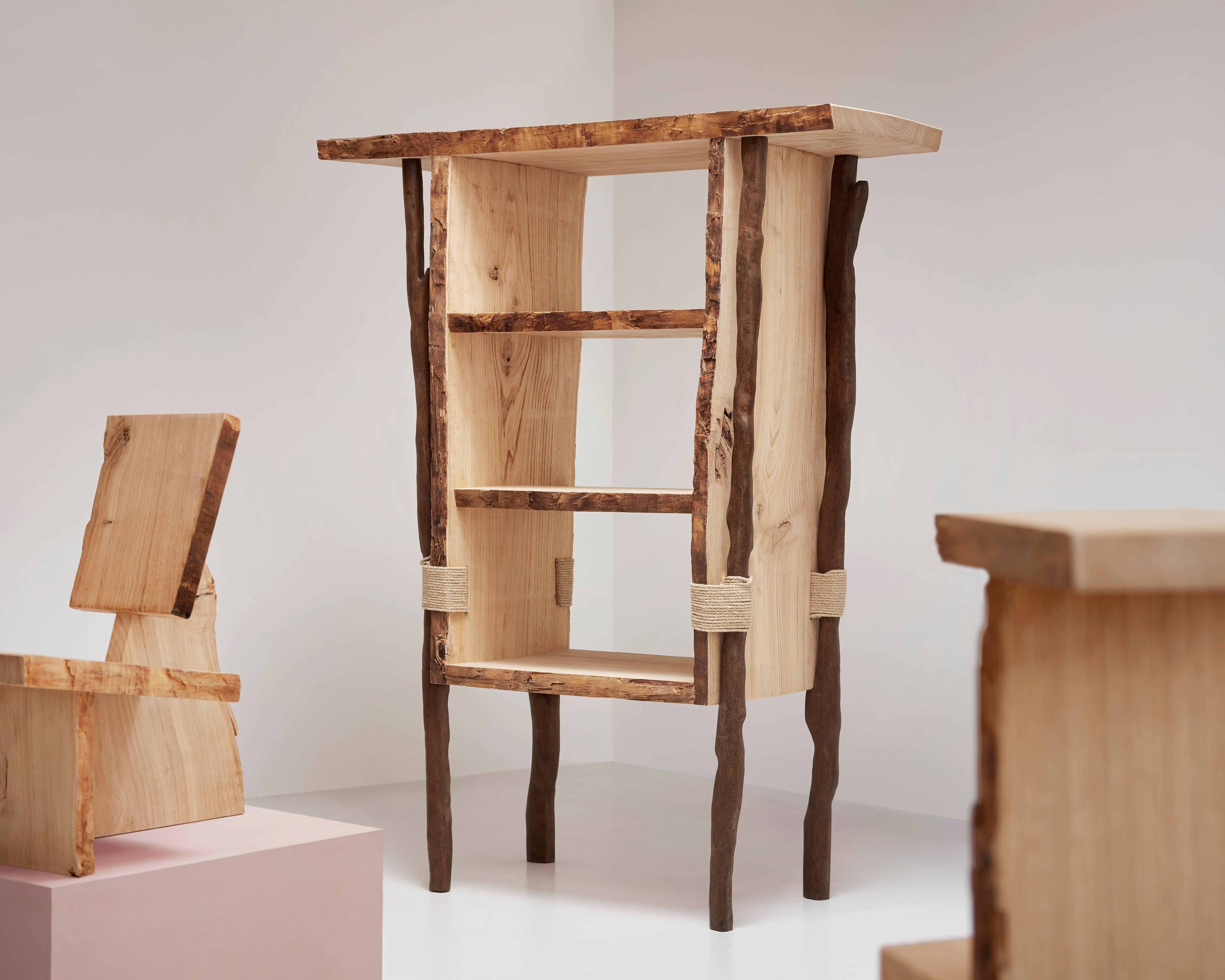 Dutch Ripped Wood Tripple Podium by Willem Van Hooff For Sale