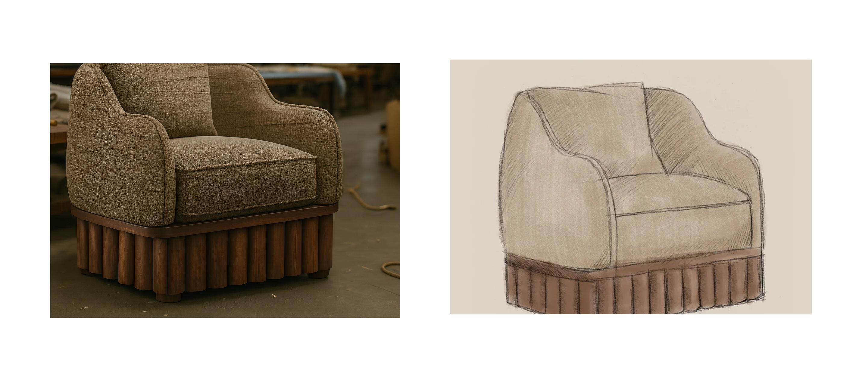 Fauteuil Ripple - Silhouette courbée avec base sculpturale en Wood Wood en vente 5