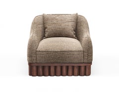 Ripple Armchair with Sculptural Wood Base-Sidani Design