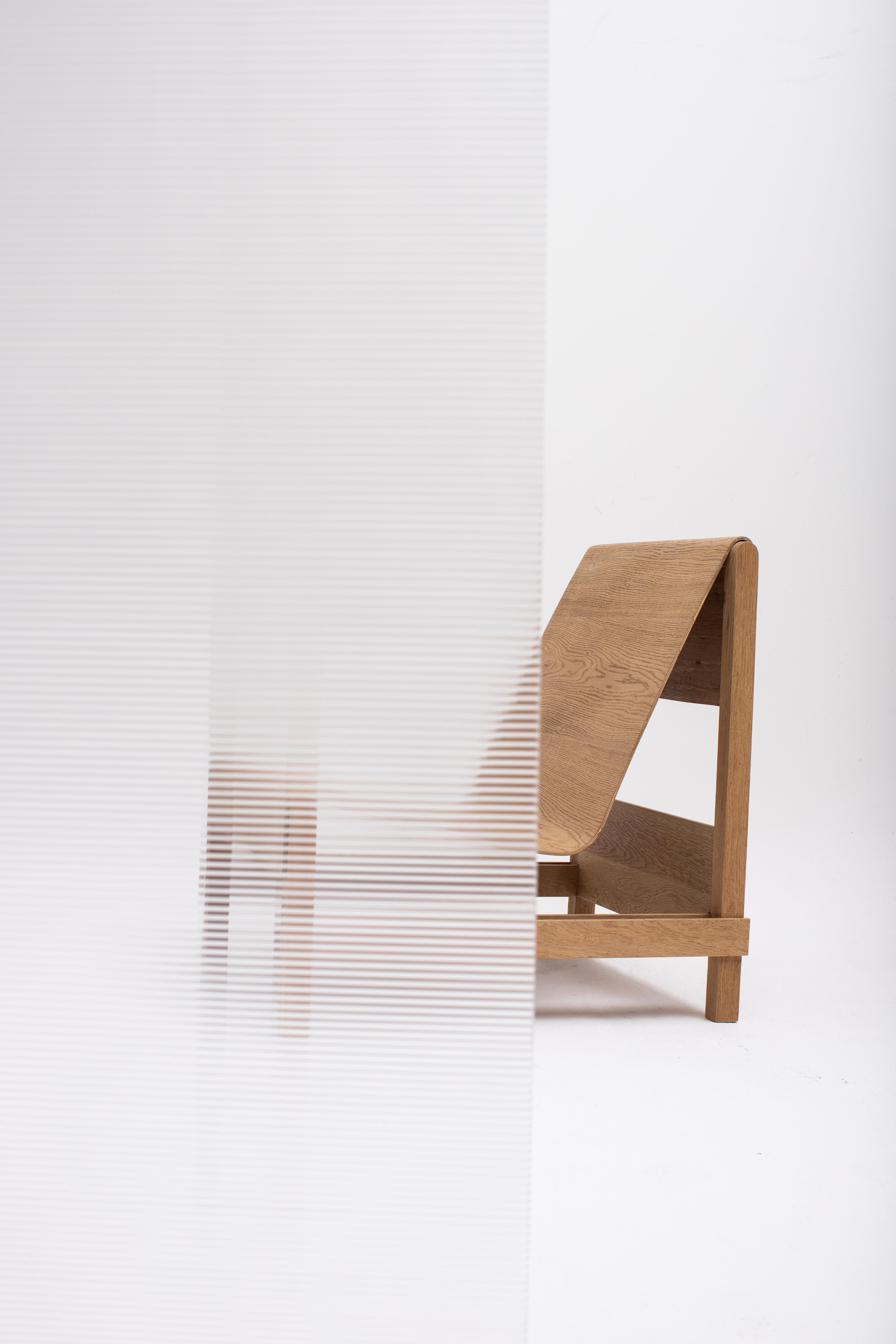 Hand-Crafted Ripple Armchair Reflecting Contemporary and Modern Look in Natural Oak For Sale