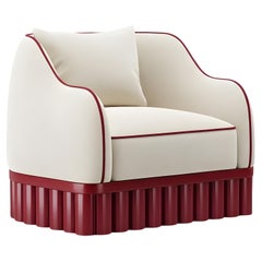 Ripple Armchair with Sculptural Base In Burgundy Lacquer By Sidani Design