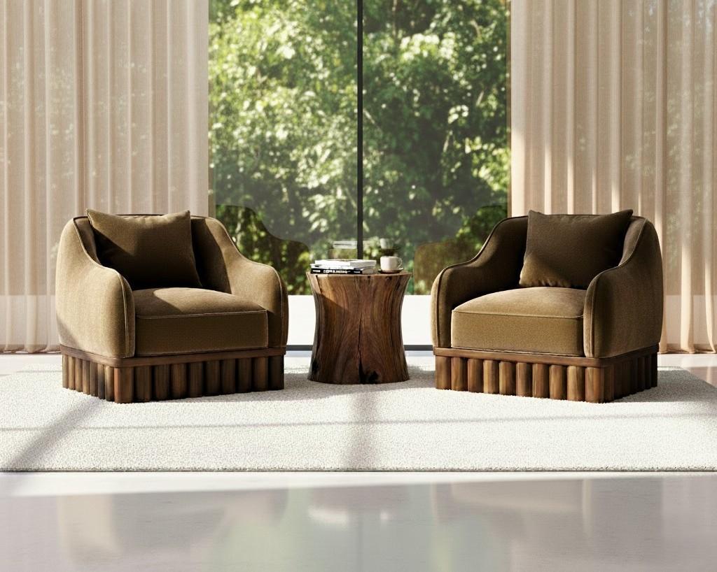 Poltrona Ripple con base scultorea in Wood-Sidani Design in vendita 1