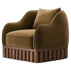 Ripple Armchair with Sculptural Wood Base-Sidani Design