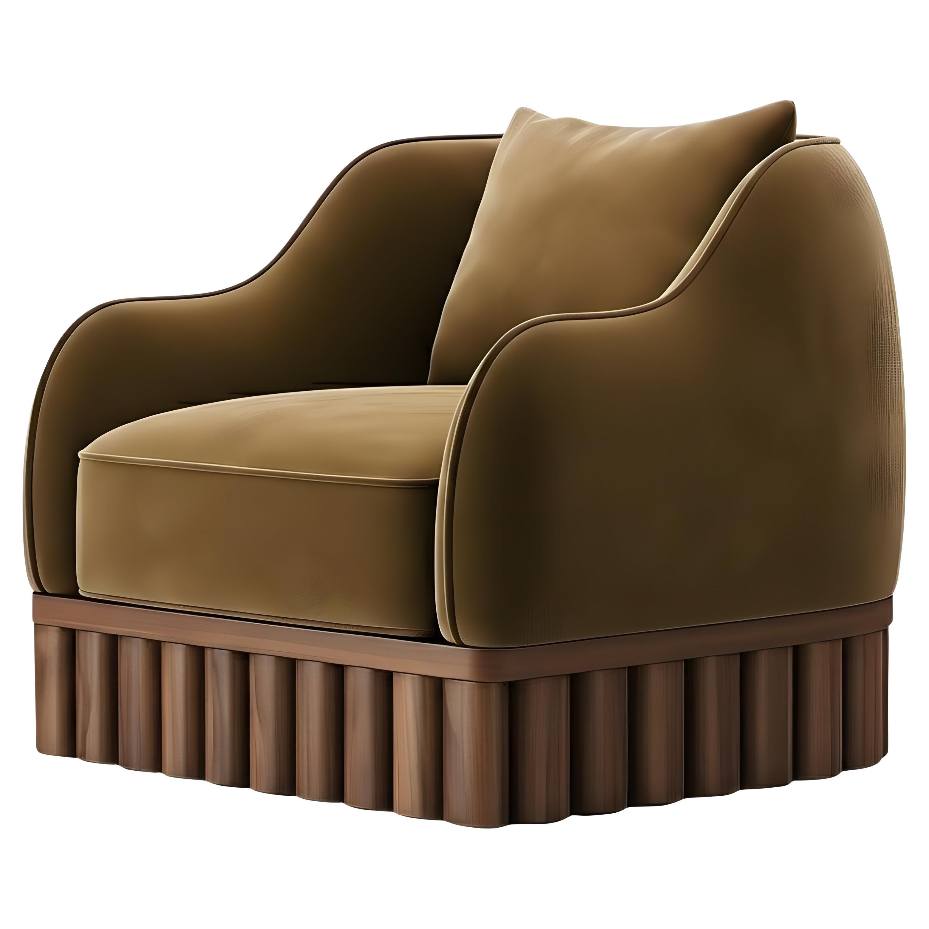 Poltrona Ripple con base scultorea in Wood-Sidani Design