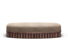 Ripple Bench – Pill Shaped Silhouette with Sculptural Carved Wood Base