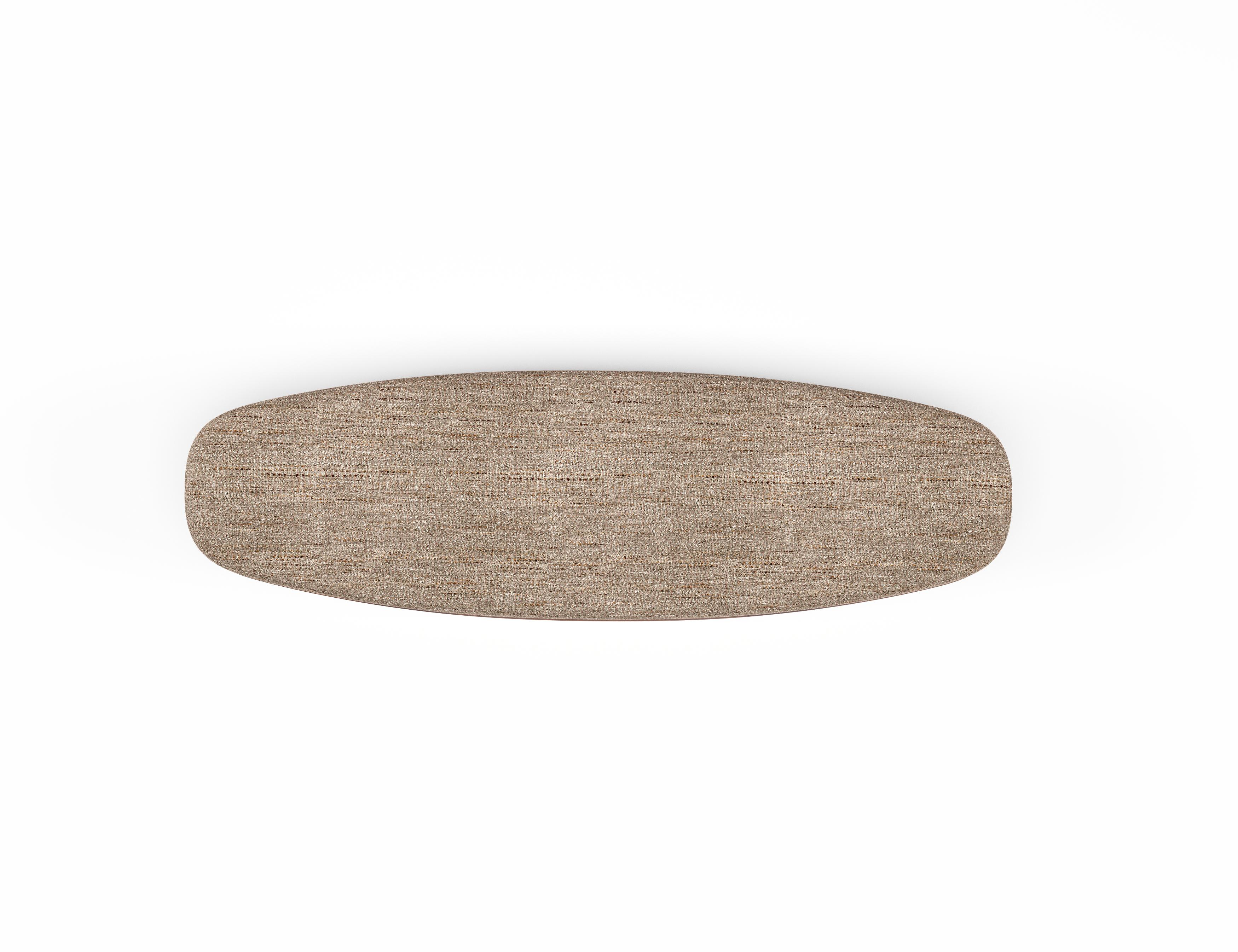 Modern Ripple Bench – Pill Shaped Silhouette with Sculptural Carved Wood Base For Sale