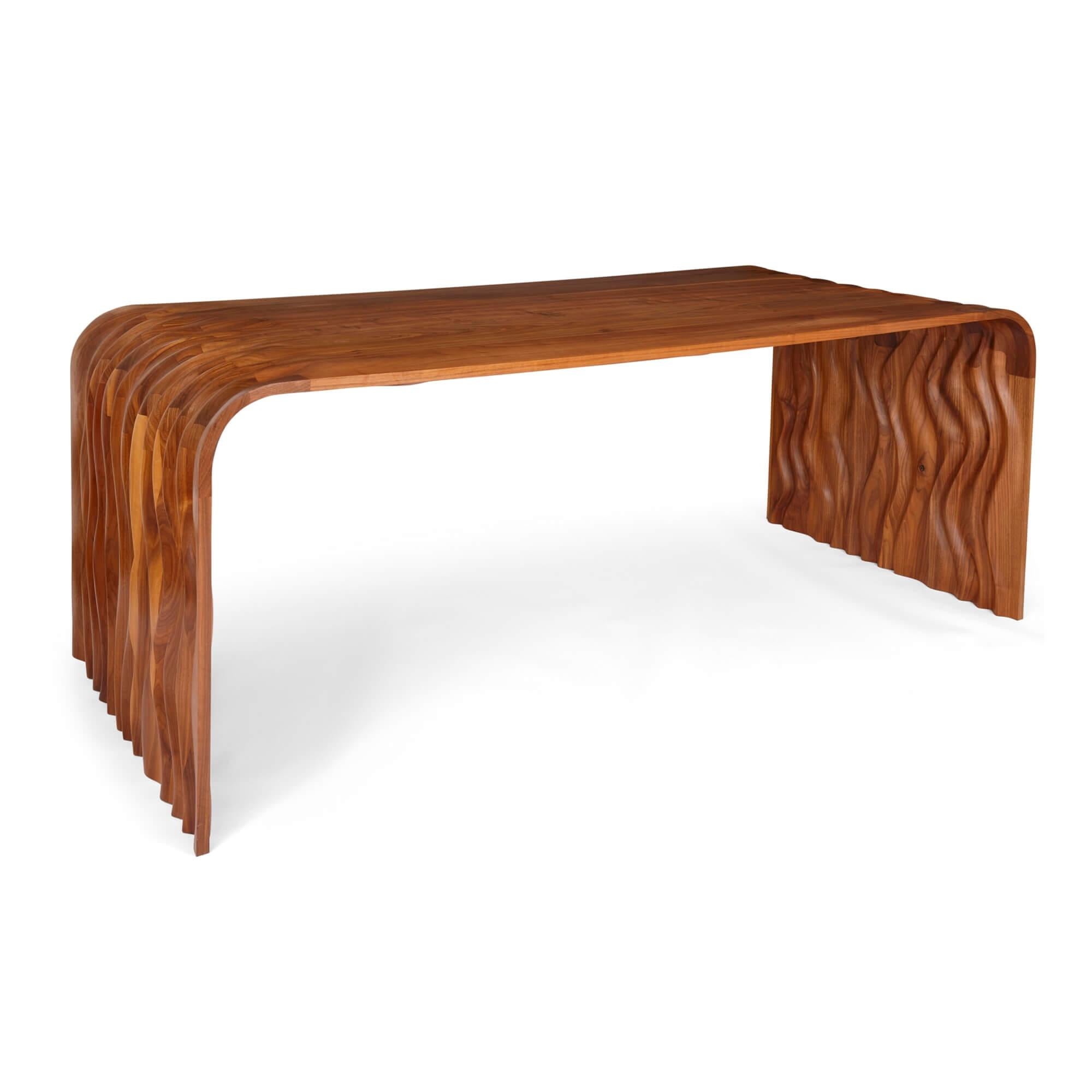 Contemporary 'Ripple' Black Walnut Desk by Tom Vaughan  For Sale