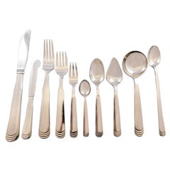 Ripple by Hans Hansen Danish Sterling Silver Flatware Set 8 Service 84 Pc Dinner