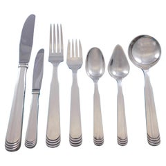 Ripple by Hans Hansen Set di posate in argento sterling per 12 persone Servizio di 84 pezzi per la cena