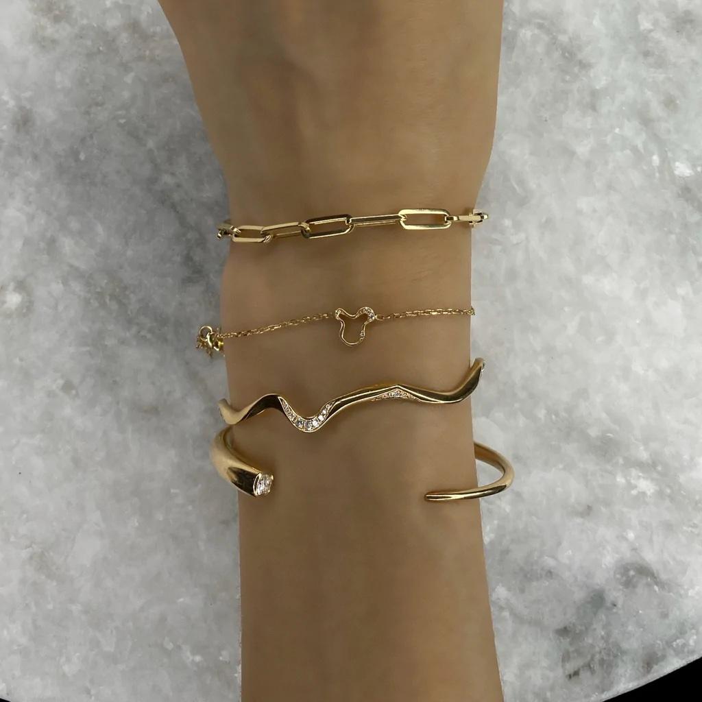 Round Cut Ripple Chain Bracelet - Demi-Pavé For Sale