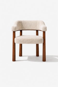 Sedia Ripple No. 1 di Sidani Design, Tappezzeria Bouclé, Gambe in noce