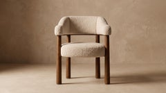 Sculptural Walnut and Bouclé Dining Chair - Ripple No. 1 By Sidani Design