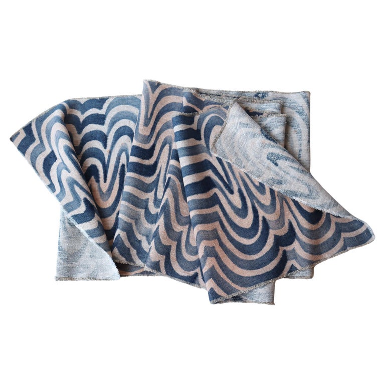 Ripple Collection Linen Table Runner, Cobalt For Sale at 1stDibs