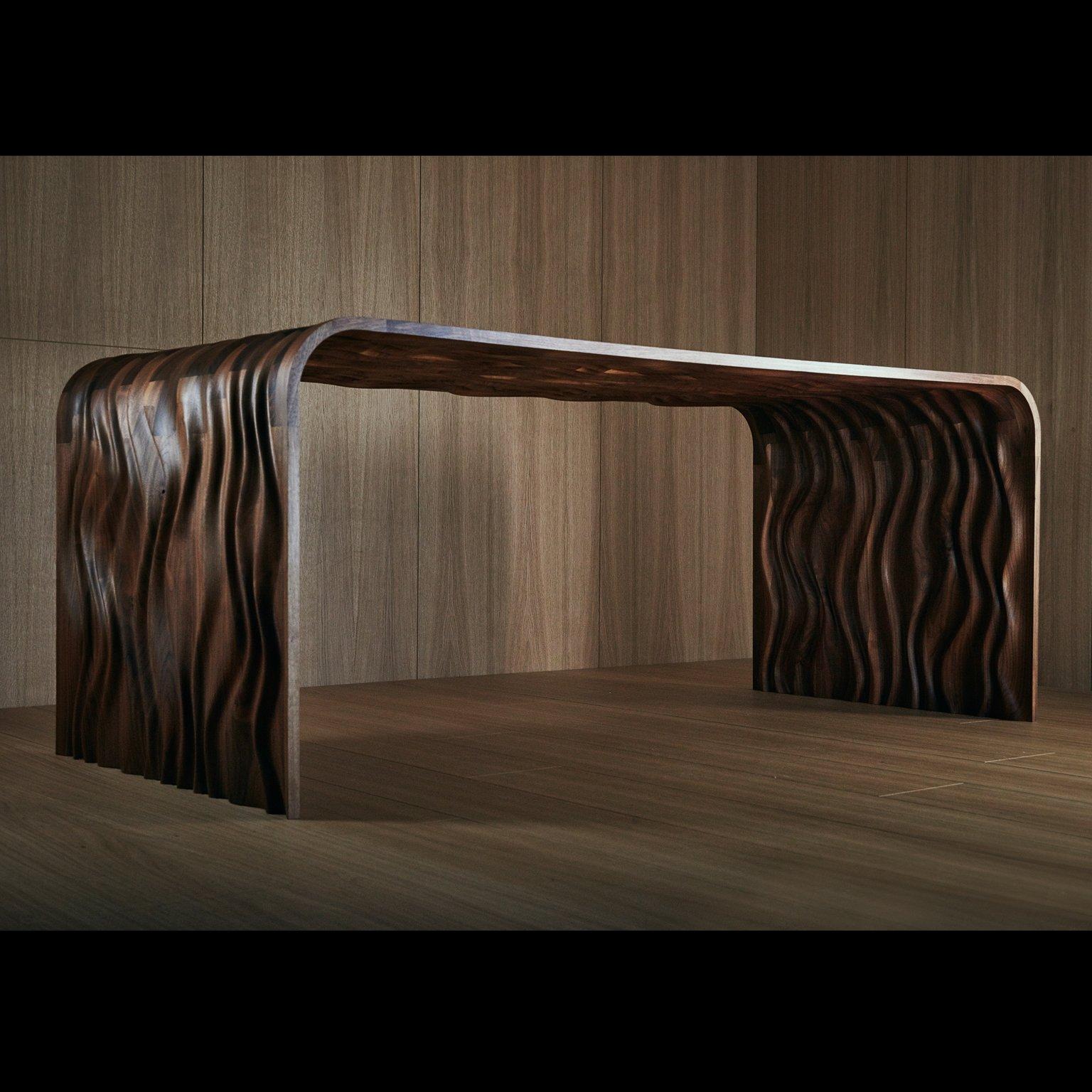 English 'Ripple' Contemporary Solid Walnut Table by Object Studio For Sale