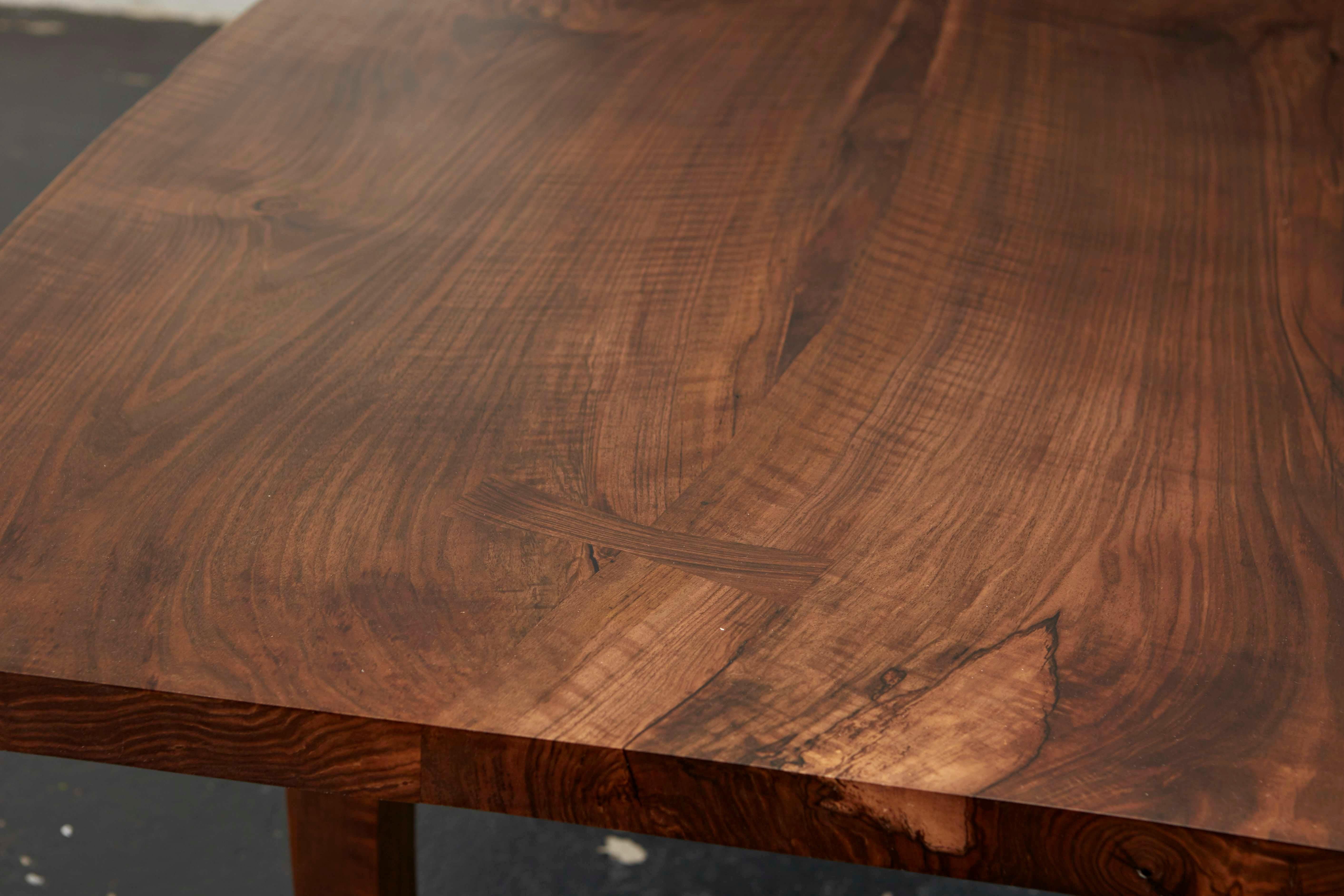 Contemporary Ripple English Walnut Dining Table, on Trapeze Legs by Jonathan Field, 2020