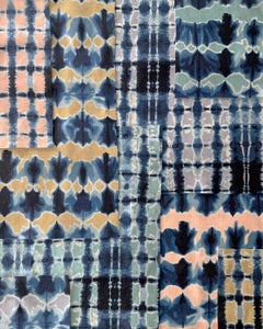 Ripple Fabric in Rose and Indigo, Belgian Linen (Fabric by the Yard)