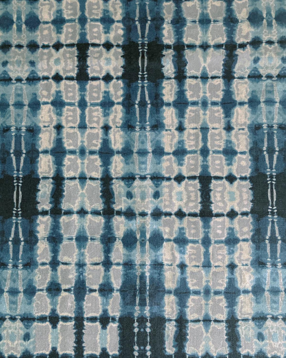 Modern Ripple Fabric in Silver and Indigo, Belgian Linen (Fabric by the Yard) For Sale