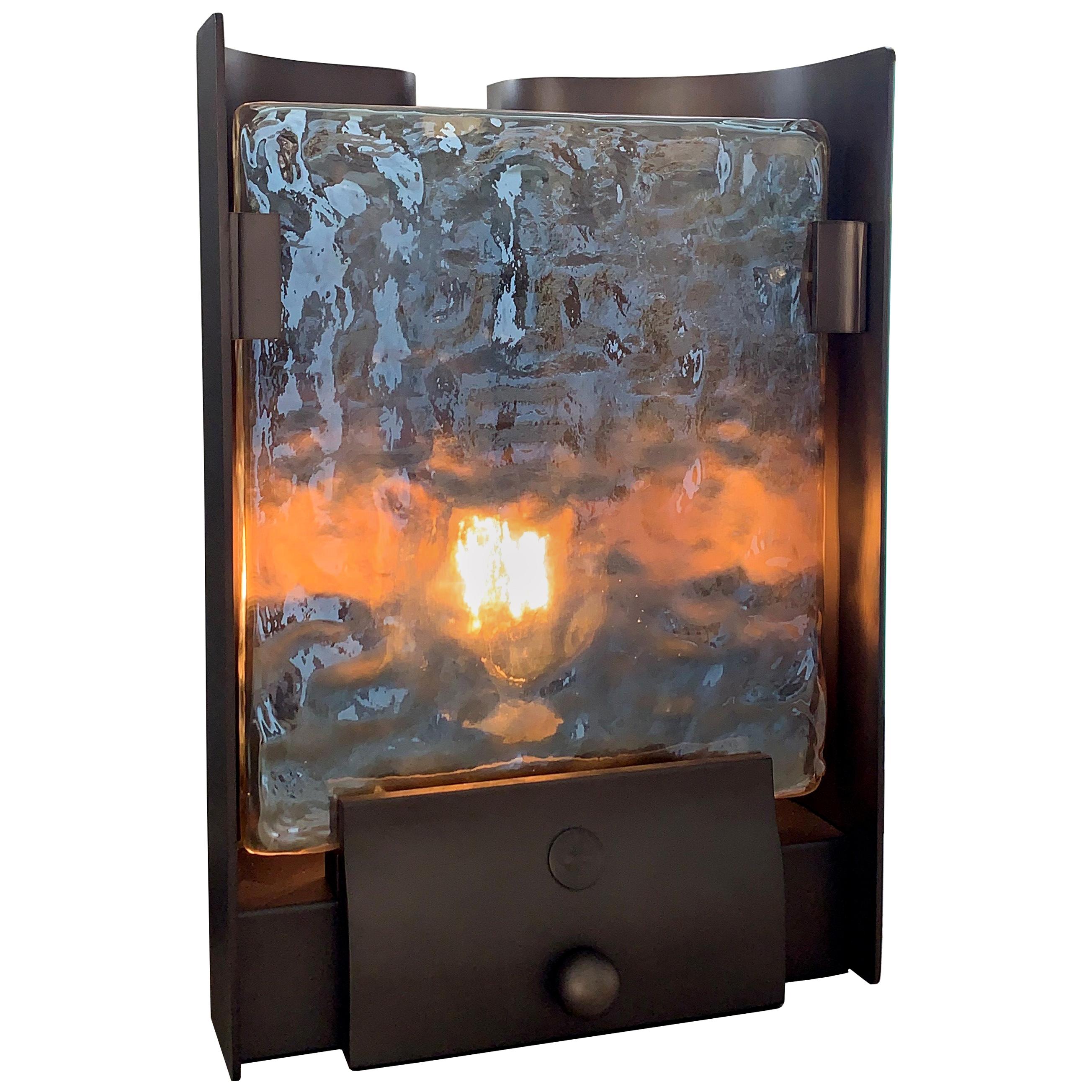Ripple Glas Nachttischlampe André Fu Living Messing Bronze Metall Kristall im Angebot