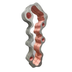 Ripple Gray & Pink Mirror by Bert Furnari Powder-Coated Aluminum RetroFuturistic