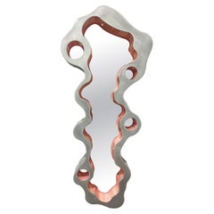 Ripple Gray & Pink Mirror by Bert Furnari Powder-Coated Aluminum RetroFuturistic