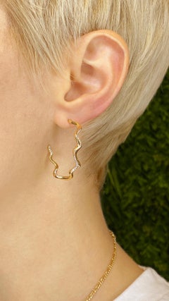 14k Gold + Ethical Diamond AMANDA PEARL Ripple Hoop Earrings