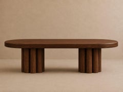Ripple Monolith Dining Table in Ebonized Walnut – Sculptural Fluted Base