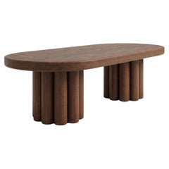 Ripple Monolith Dining Table in Ebonized Walnut – Sculptural Fluted Base