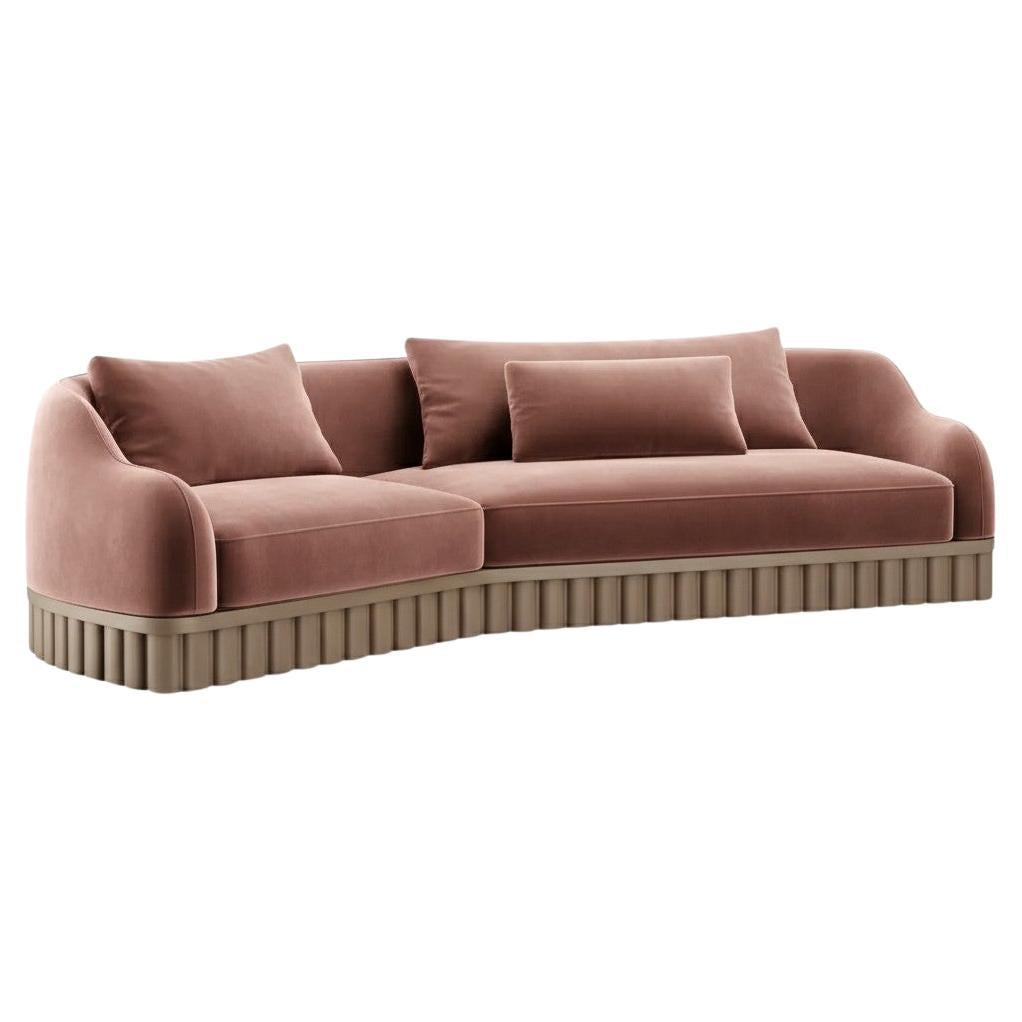 Ripple Sofa – Angular Curved Silhouette with Carved Wood Base-Sidani Design