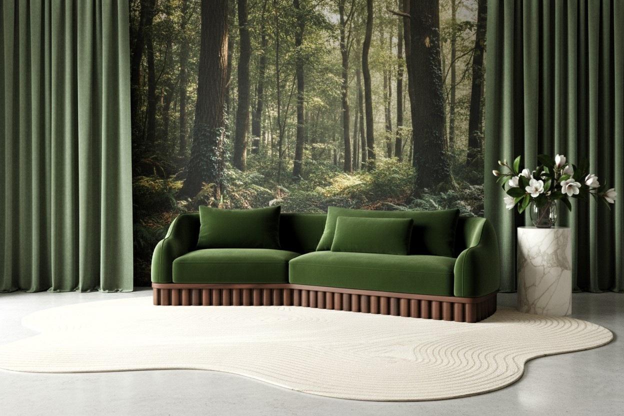 Sofá Ripple - Silueta curva angular con base de madera escultural-Diseño Sidani Portugués en venta
