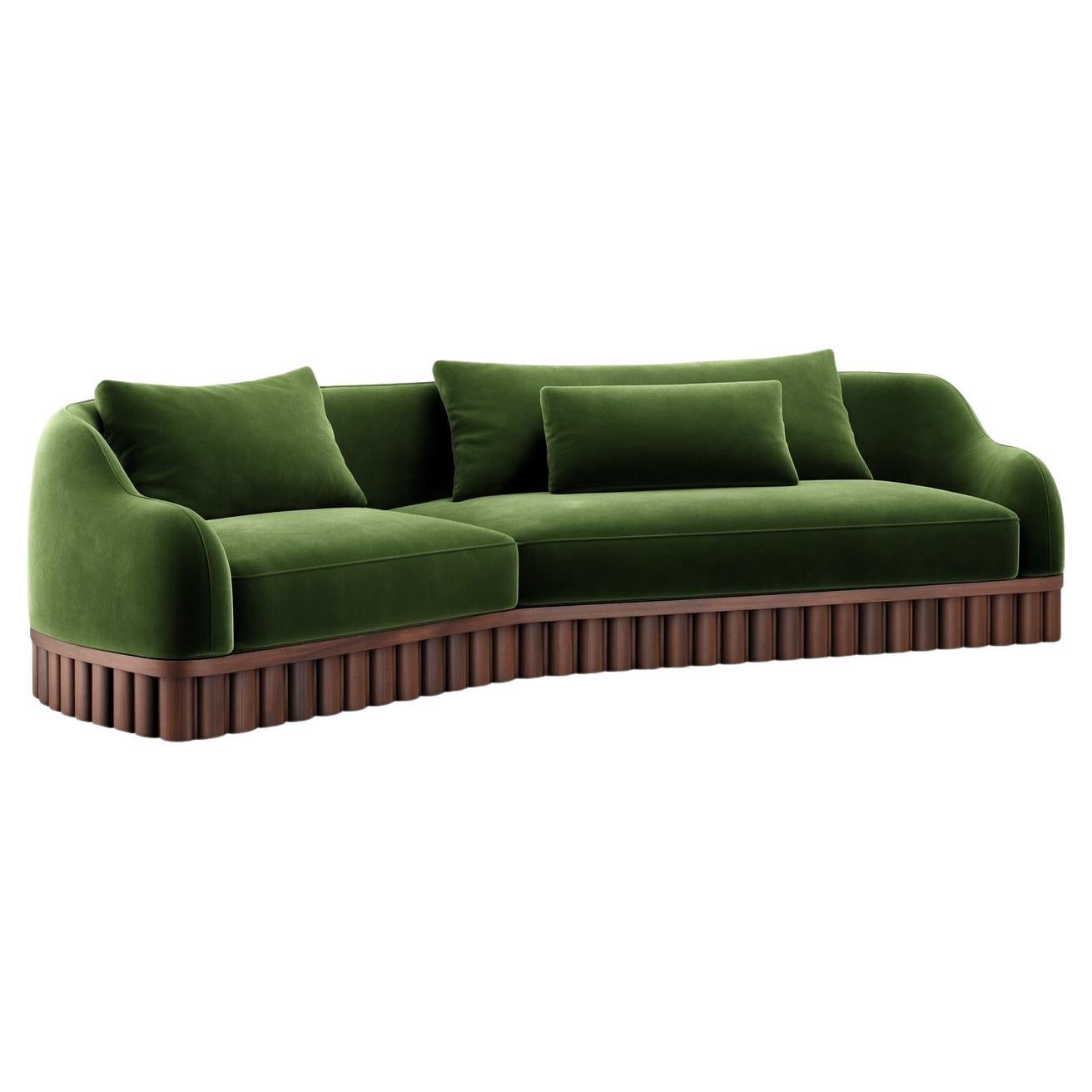 Sofá Ripple - Silueta curva angular con base de madera escultural-Diseño Sidani