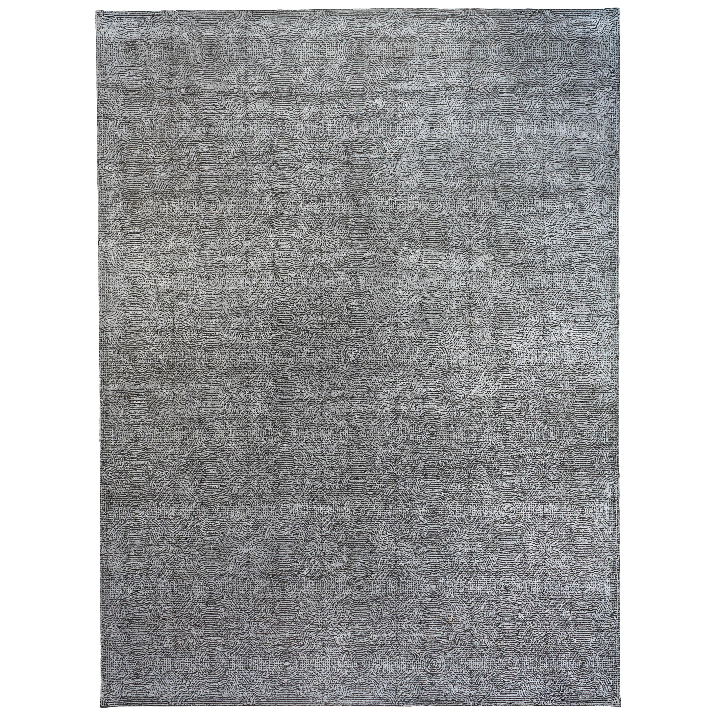 Ripples Hand Tufted Rug in Black and Gray For Sale