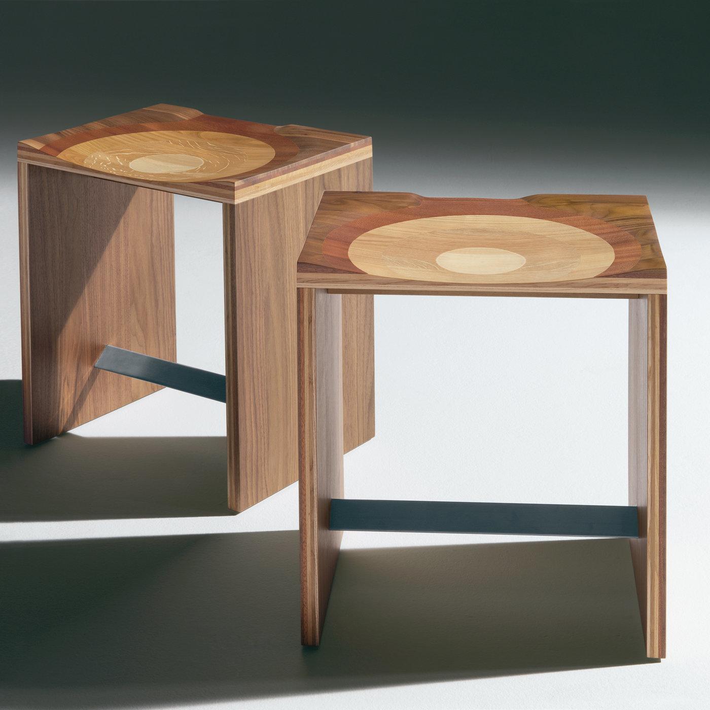 Italian Ripples Small Wood Stool by Toyo Ito For Sale