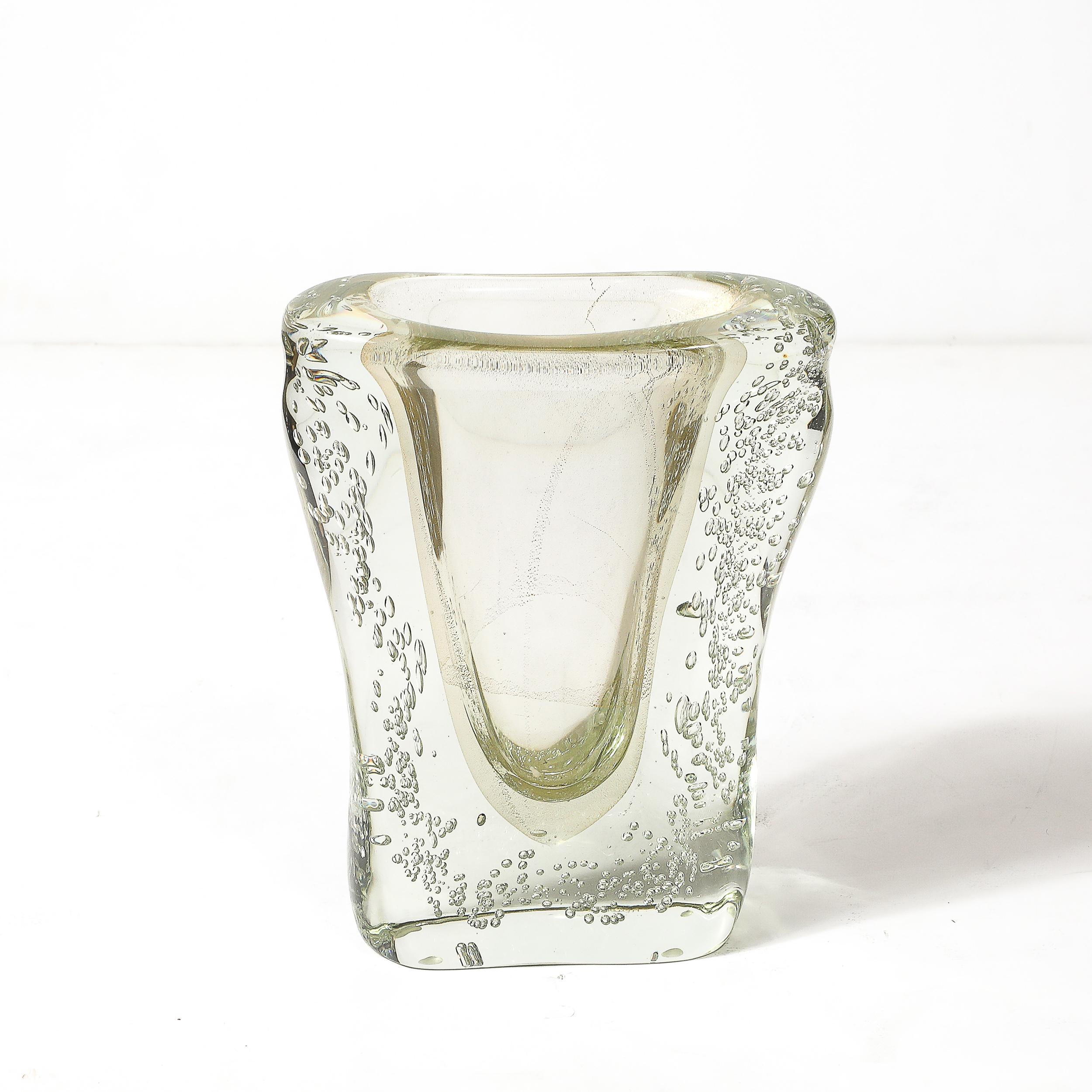 Rippling Bone Form mundgeblasenem Murano Glas Vase W / Bullicante & Gold Flecken im Angebot 4