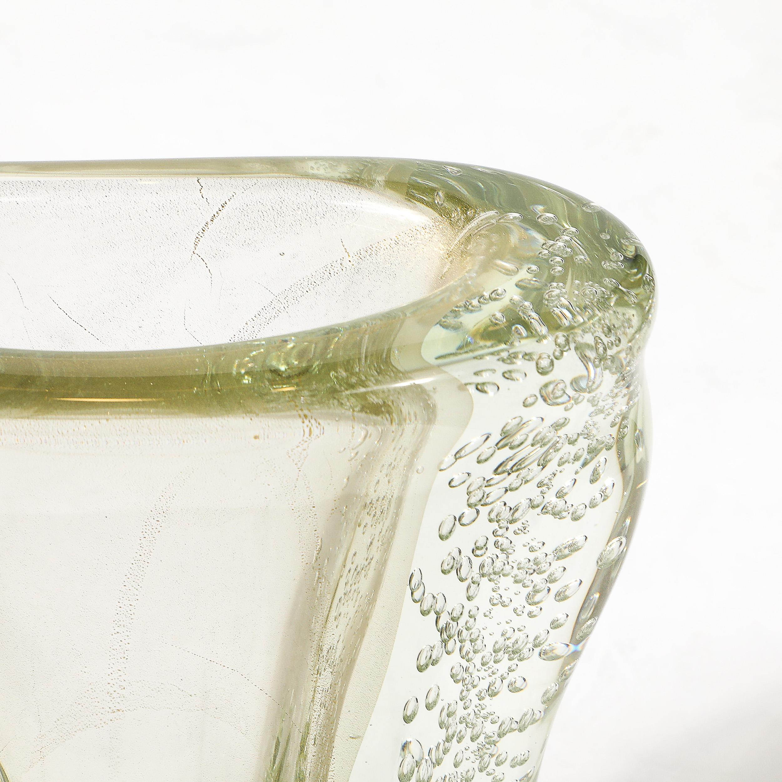 Rippling Bone Form mundgeblasenem Murano Glas Vase W / Bullicante & Gold Flecken im Angebot 5